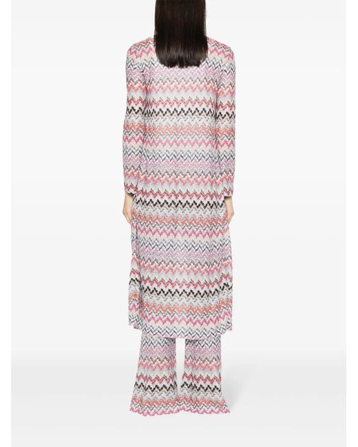 Missoni Pink Zigzag Pattern Long Cardigan