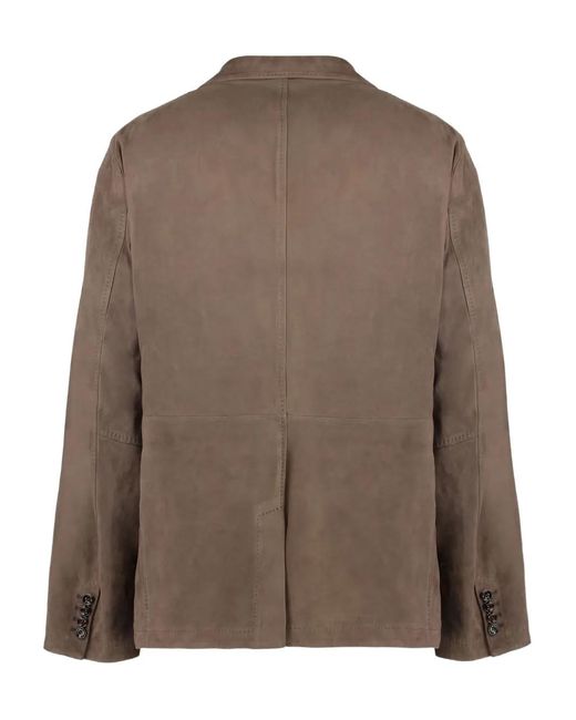 Moorer Brown Suede Lapel Jacket for men
