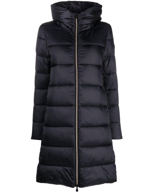 Save The Duck Lysa Long Puffer Coat in Black | Lyst Canada