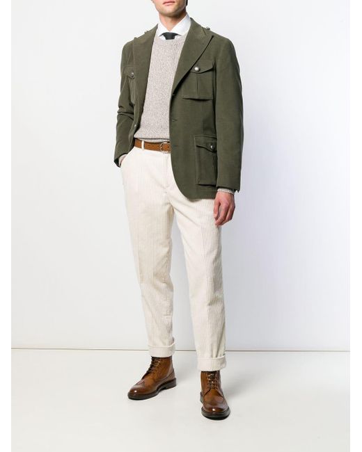 Brunello Cucinelli Fitted Military Jacket in Green for Men - Lyst