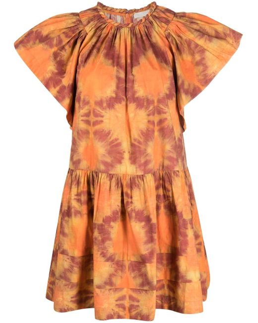 Robe mi-longue en coton à effet tie-dye Ulla Johnson en coloris Orange |  Lyst