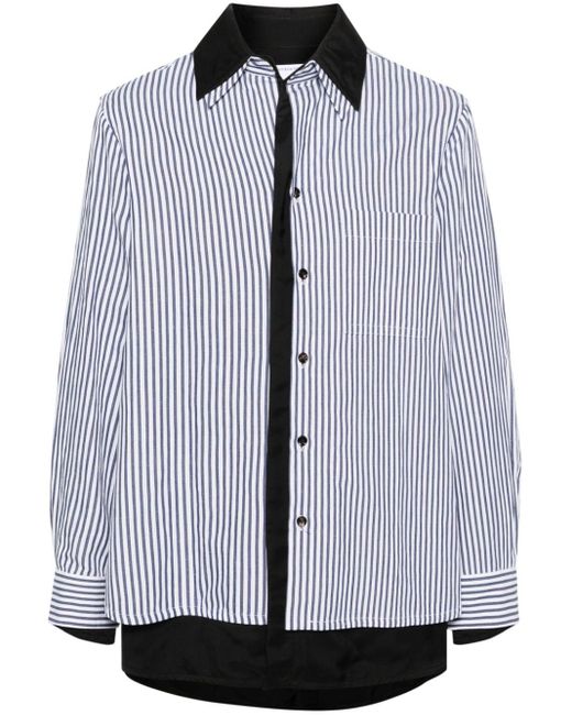 Bottega Veneta Blue Layered-detail Striped Shirt for men