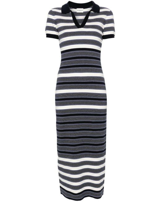 Claudie Pierlot Blue Striped Split-neck Maxi Dress