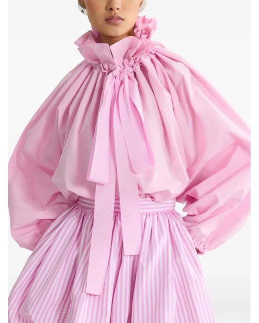 Patou Pink Ruffled Tie-Neck Top
