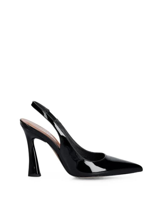 JONAK PARIS Black Dressy Patent-Finish Leather Slingback Pumps