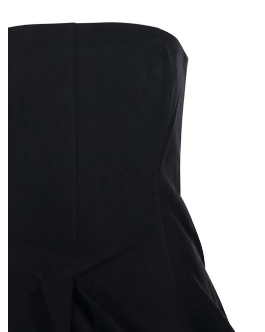 LAMRONS Black Strapless Bubble-Hem Top