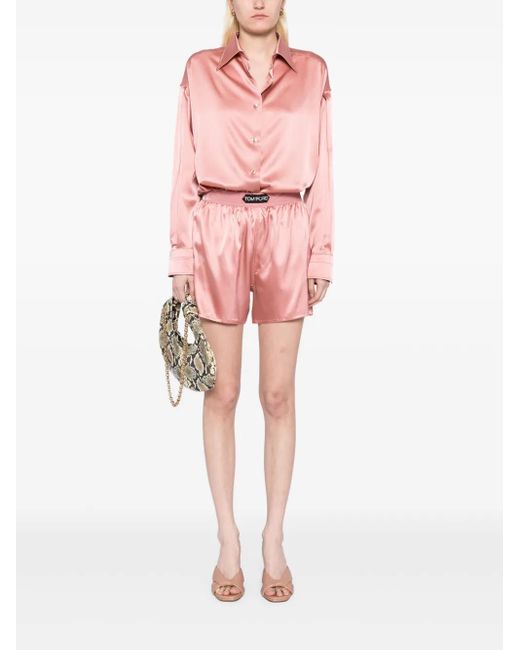 Tom Ford Pink Logo-Patch Shorts