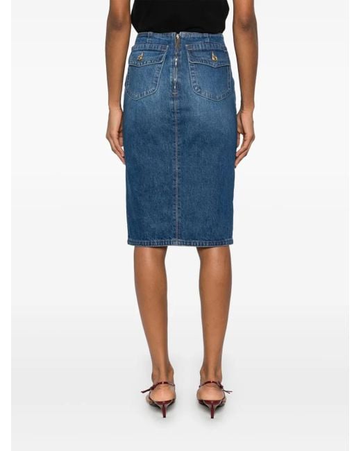Elisabetta Franchi Midi-Rok Met Split in het Blue