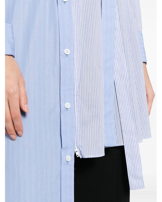 Yohji Yamamoto Blue Asymmetric-Hem Cotton Shirt