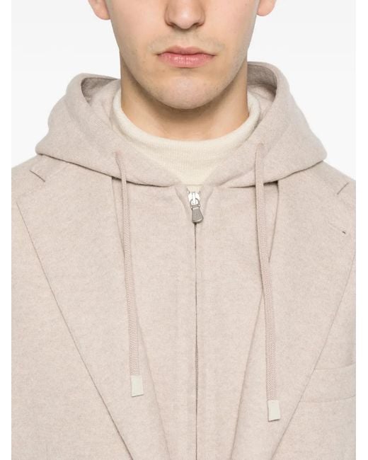 Eleventy Natural Hooded Single-Breasted Jacket for men