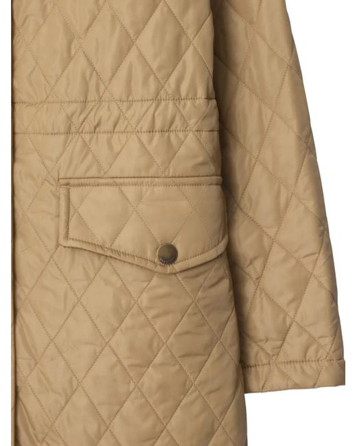 Burberry Natural Quilted Nylon Hooded Coat