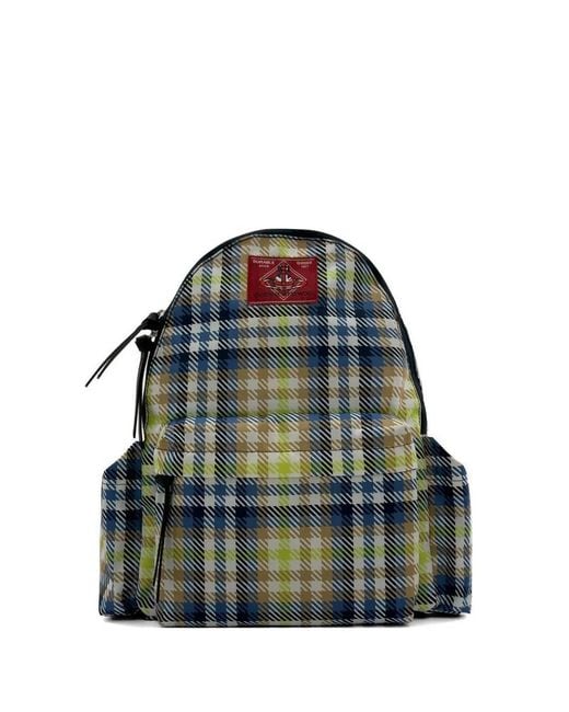 Vivienne Westwood Blue Medium George Check-Pattern Logo-Patch Backpack