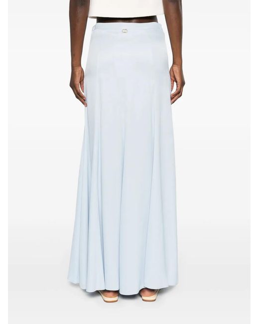 Twinset White High-Waisted Flared Maxi Skirt