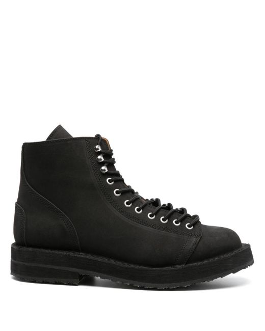 Yohji Yamamoto Black Lace-up Leather Ankle Boots for men