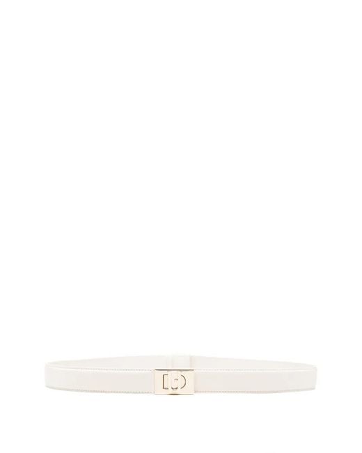 Furla White Logo-Buckle Belt