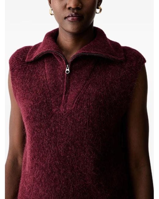 Mos Mosh Red Mmthora Quarter-Zip Sleeveless Sweater