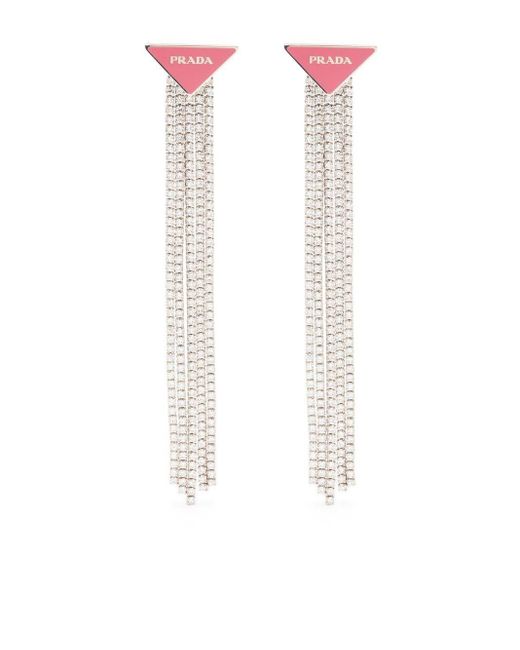 Prada Symbole Drop Earrings in Silver (Metallic) Lyst UK