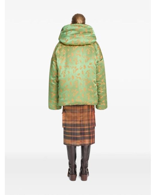 Dries Van Noten Green Jacquard Puffer Jacket