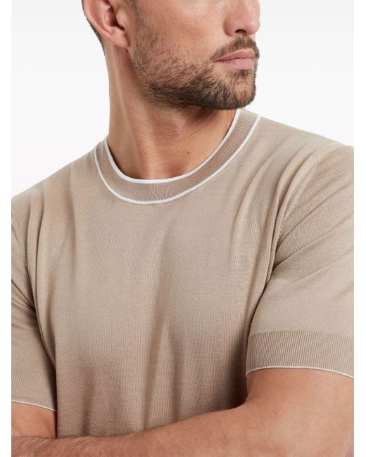 Brunello Cucinelli Natural Knitted Cotton T-Shirt for men