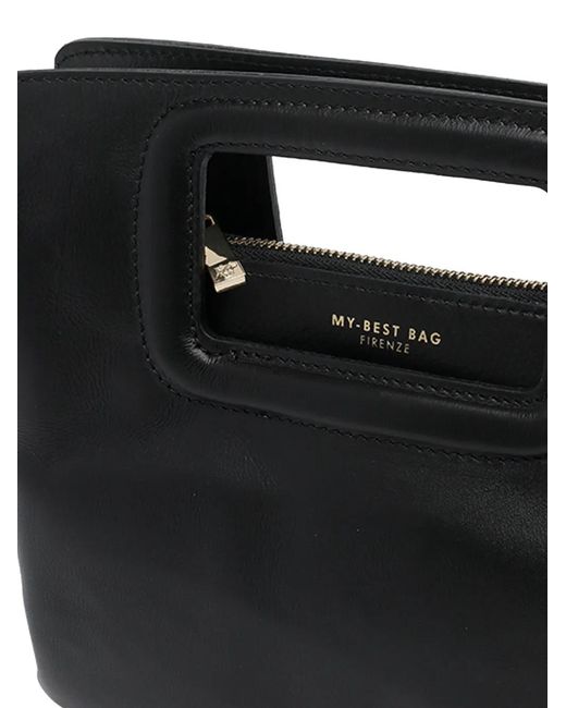 MY BEST BAG Black Cut-Out Leather Clutch Bag
