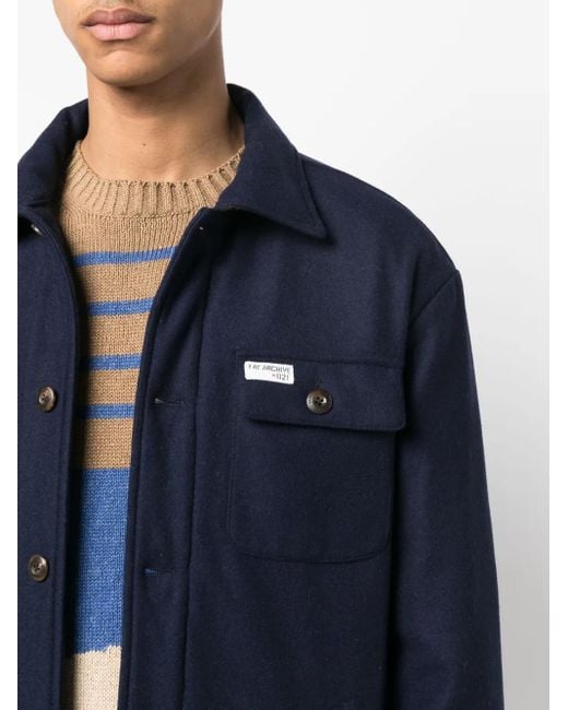 Fay Blue Button-Up Shirt Jacket for men