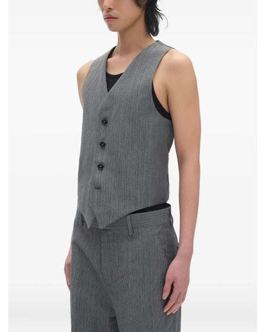 Ann Demeulemeester Gray Pinstripe-Pattern Waistcoat for men