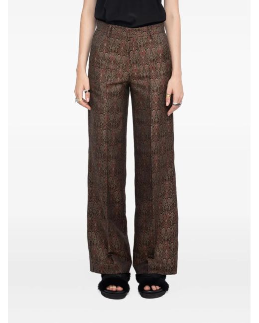 Zadig & Voltaire Brown Panol Paisley-Pattern Trousers