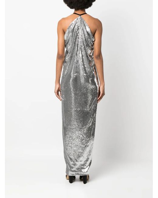 Philosophy Di Lorenzo Serafini White Halterneck Sequined Maxi Dress