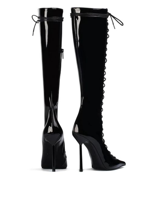 Le Silla Black 100Mm Lace-Up Pointed-Toe Boots