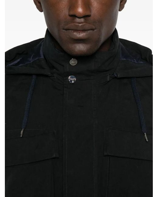 Herno Black Hooded Pocket Jacket for men