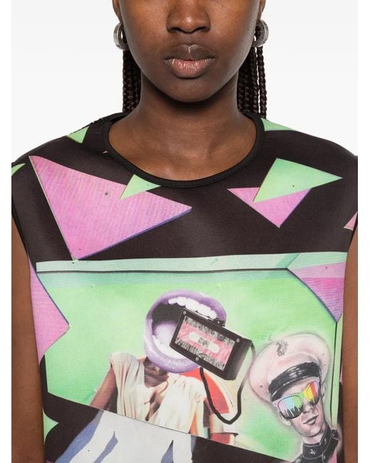 The Artistylist White Graphic-Print Sleeveless Dress