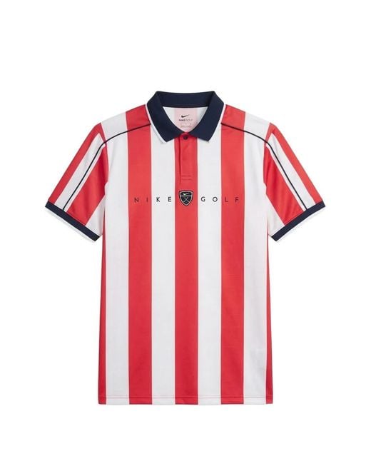 Nike Red Fairway Striped Short-Sleeve Polo Shirt for men