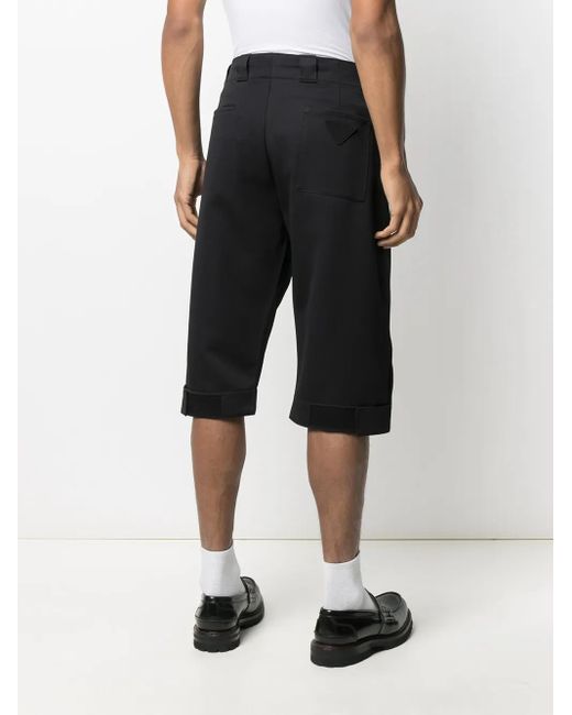 Prada Black Logo Patch Cropped Trousers for men