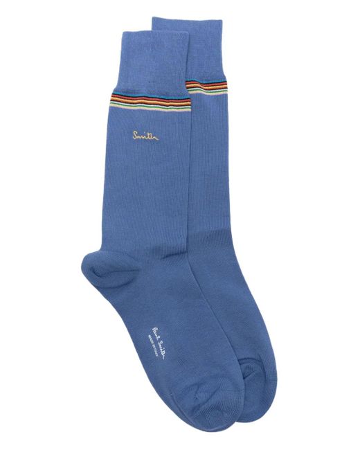 メンズ Paul Smith ストライプディテール 靴下 Blue