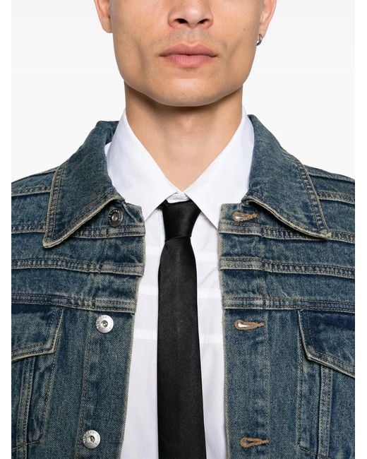 Feng Chen Wang Blue Deconstructed Denim Jacket for men