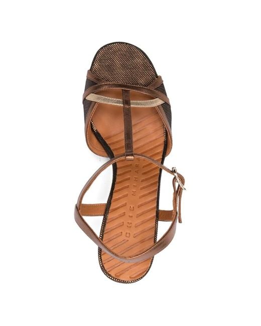Chie Mihara Brown Bejo T-Strap Leather Sandals