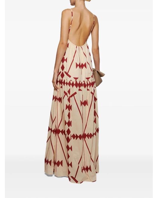 Johanna Ortiz White Zea Palm Kleid mit geometrischem Print