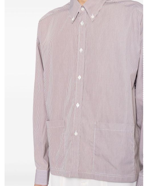 Fendi Brown Striped Cotton Shirt for men