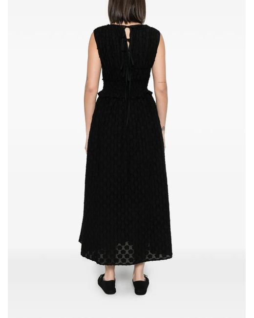 CECILIE BAHNSEN Black Dinah Smocked-Effect Maxi Dress
