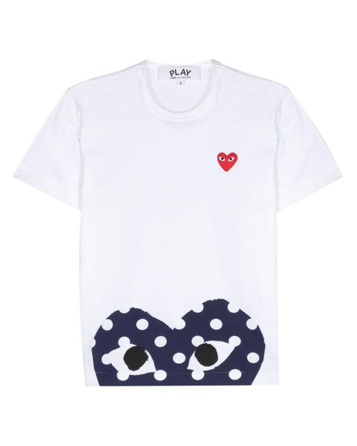 COMME DES GARÇONS PLAY White Heart-Print Cotton T-Shirt