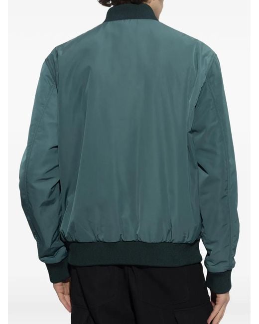 Balmain Green Logo-Embroidered Reversible Bomber Jacket for men