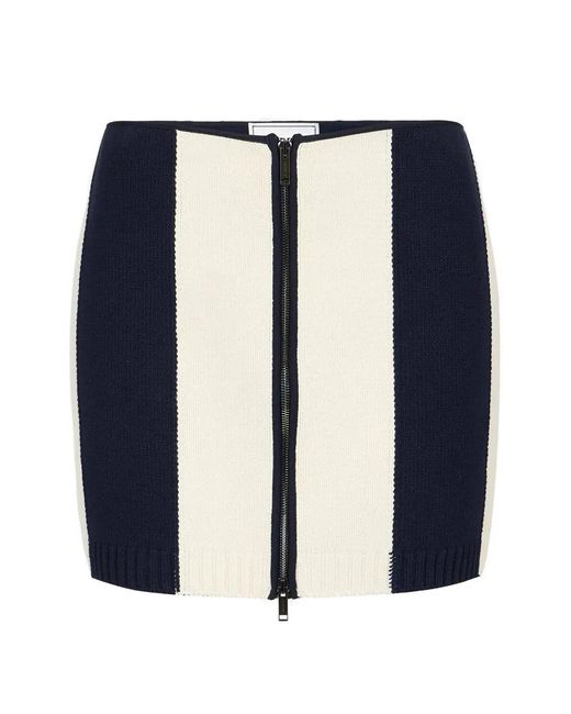 Iceberg Blue Striped Zip-Front Mini Skirt