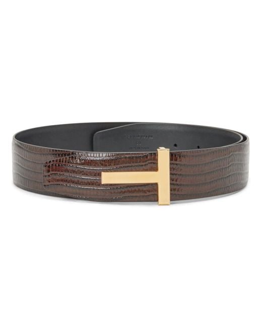 Tom Ford Brown T-buckle Leather Belt for men
