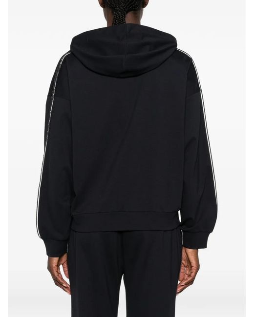 Fabiana Filippi Black Zip-Fastening Side-Stripe Hoodie