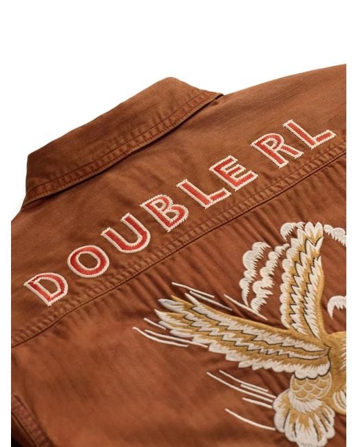 RRL Brown Striped Cotton Overshirt for men