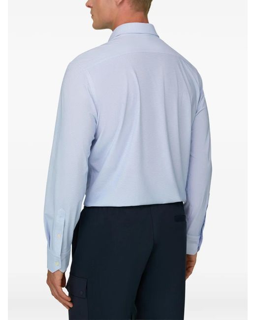 Boggi Blue Shirt Micro-Patterned Stretch Nylon Slim-Fit B Tech for men