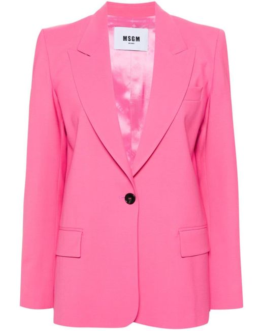 MSGM Pink Single-breasted Peak-lapels Blazer