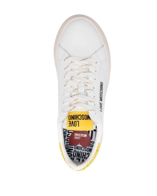 Love Moschino White Logo-print Leather Sneakers