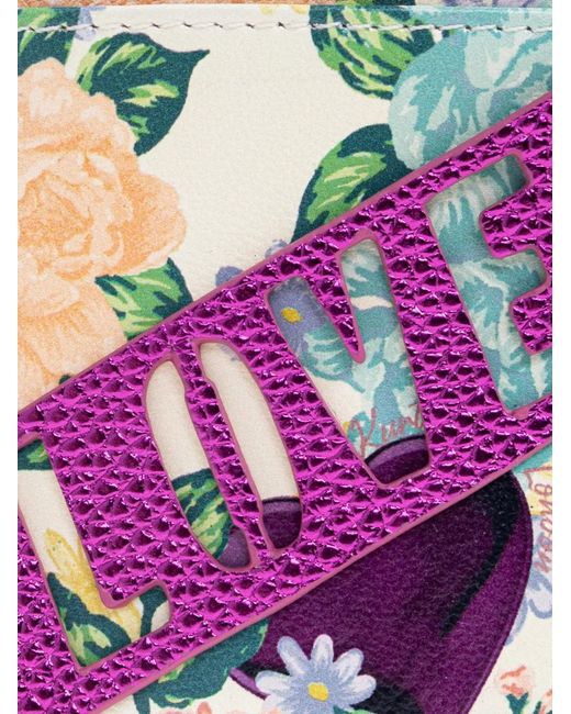 Kurt Geiger Pink Kensington Floral-Print Card Holder