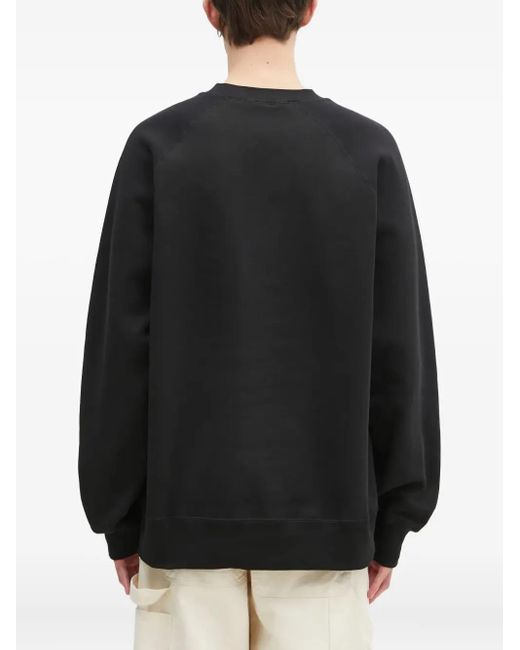 WOOD WOOD Black Logo-Print Raglan Sweatshirt for men